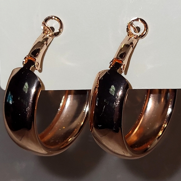 Casual Rose Gold Hoop Earrings - Picture 2 of 2